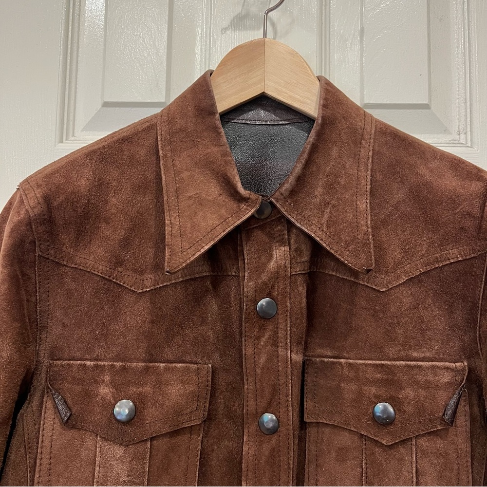 Vintage Brown Suede 100% Genuine Leather Jacket Made in Spain Women's Large - Picture 5 of 13